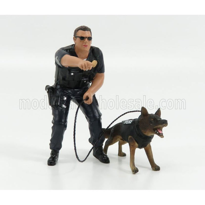 Figures Poliziotto Con Cane Policeman Officier K9 With Dog Black - 1:24 (38264)