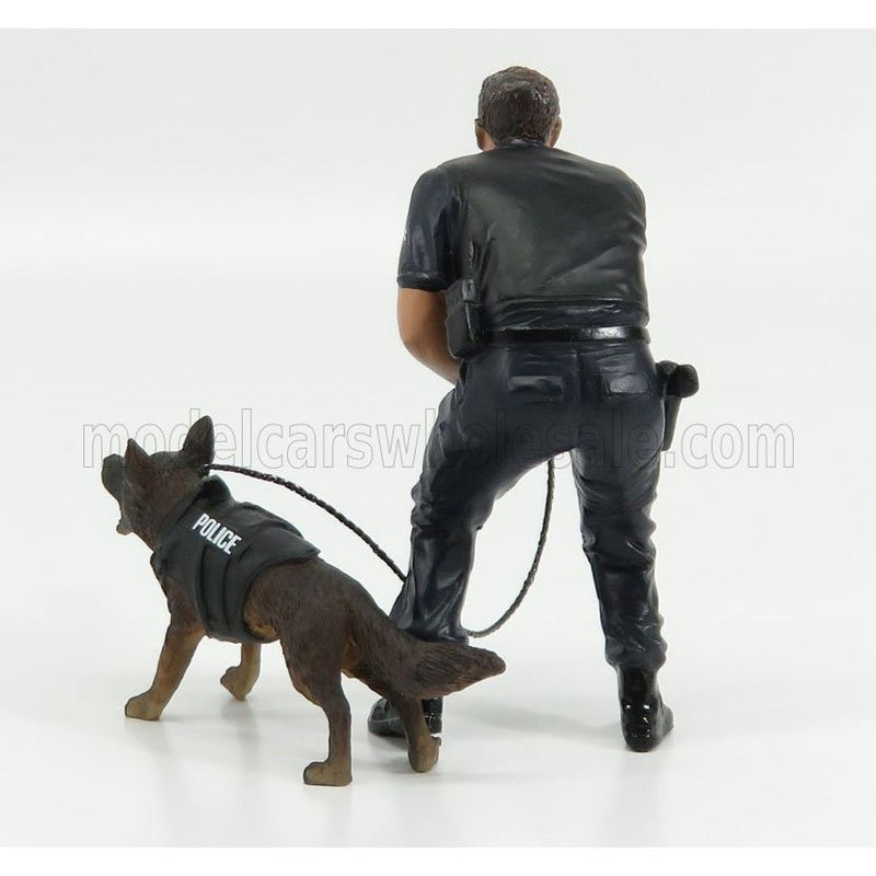 Figures Poliziotto Con Cane Policeman Officier K9 With Dog Black - 1:24 (38264)