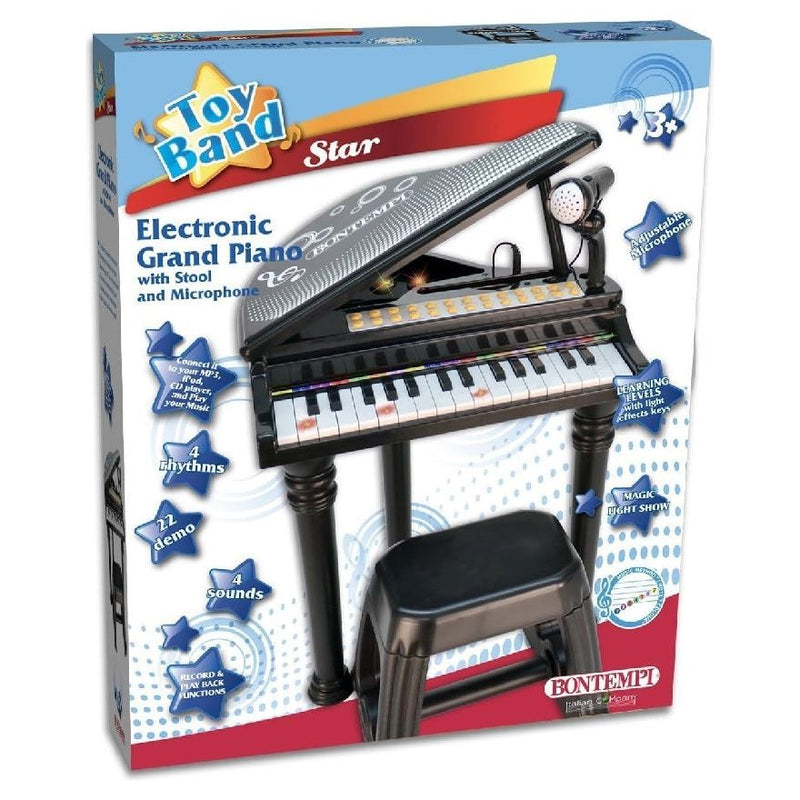 Electronic Grand Piano With Legs, Stool And Microphone