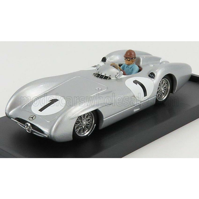 EX Display Mercedes Benz F1 W196C N 1 British GP Juan Manuel Fangio 1954 World Champion With Driver Figure Silver - 1:43 (R325-CH-UPD-2021)