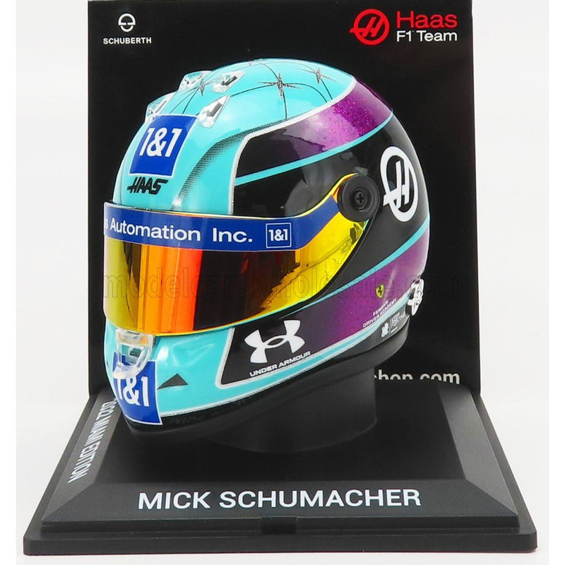 Schuberth Helmet F1 Casco Helmet Vf-22 Team Haas N 47 Miami Gp 2022 Mick Schumacher Light Blue Black - 1:4
