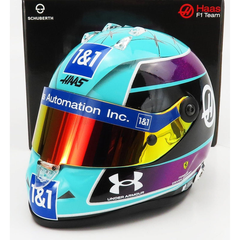 Schuberth Helmet F1 Casco Helmet Vf-22 Team Haas N 47 Miami Gp 2022 Mick Schumacher Light Blue Black - 1:2