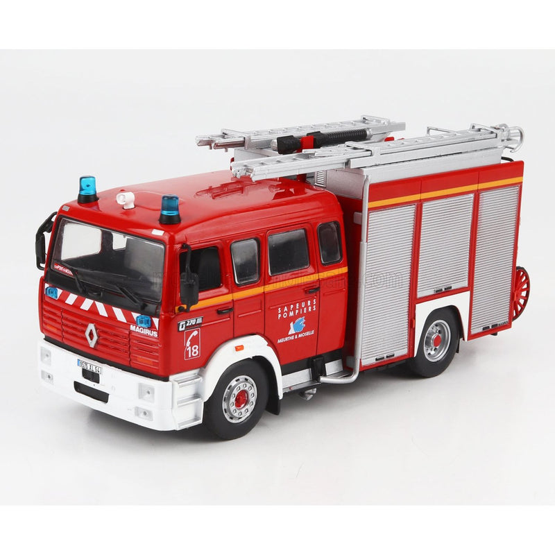 Renault G270 Double Cabine Tanker Truck Fptsr Sapeurs Pompiers France 1993 Red White Silver - 1:43