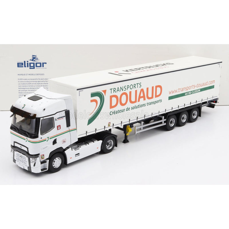 Renault T-Line High Truck Telonato Douaud Transports 2021 White Green Orange - 1:43