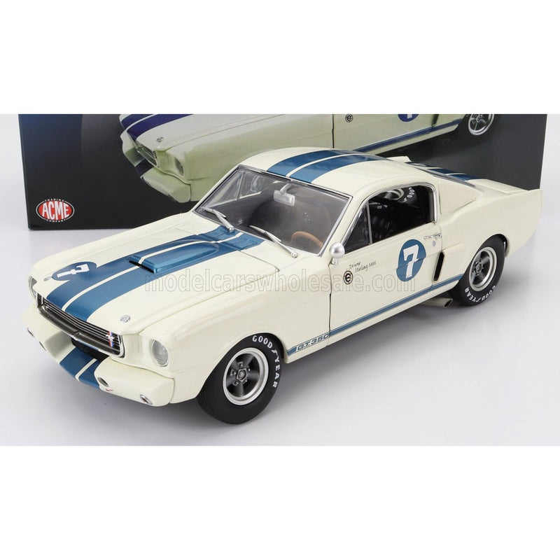 Ford USA Mustang GT350 N 7 Coupe Stirling Moss Tribute 1966 White Blue - 1:18