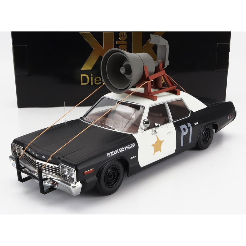 Dodge Monaco Bluesmobile 1974 - Look-A-Like - With The Horn On The Roof Black White - 1:18