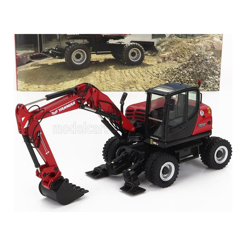 Yanmar B110W Escavatore Gommato Tractor Excavator Red Black - 1:50