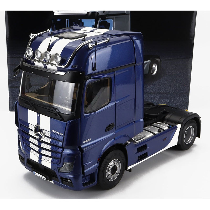 Mercedes Benz Actros 2 1863 Gigaspace 4X2 Mirrorcam Tractor Truck 2-ASSI 2018 Blue White - 1:18