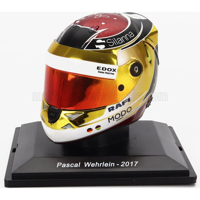 Helmet F1 Casco Sauber C36 Ferrari N 94 Season 2017 Pascal Wehrlein Gold Red Blue - 1:5