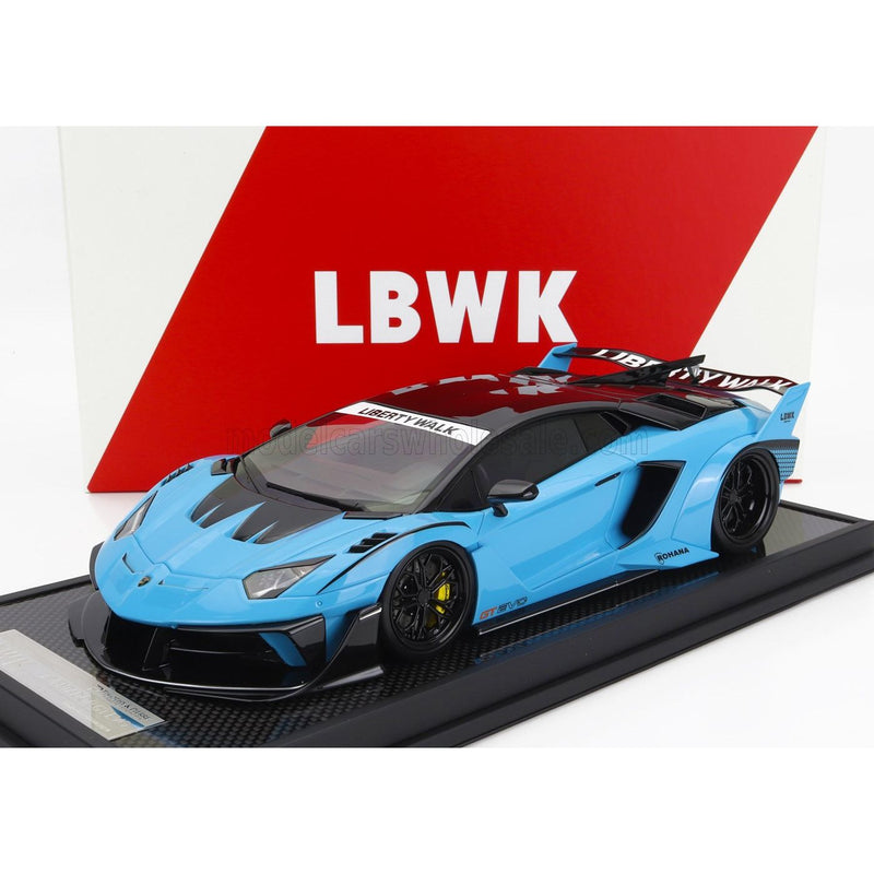 Lamborghini Aventador GT Evo LBWK Lb-Works 2019 Sky Blue Carbon Black - 1:18