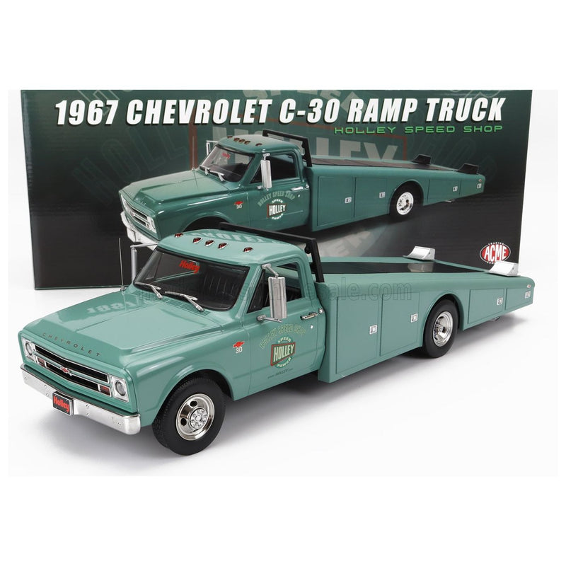 Chevrolet C-30 Truck Ramp Car Transporter Holley Speed Shop 1967 Green - 1:18