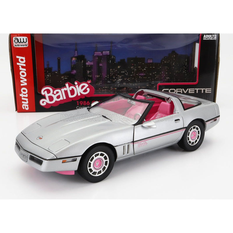 Chevrolet Corvette Spider Open 1986 Barbie Silver Pink - 1:18