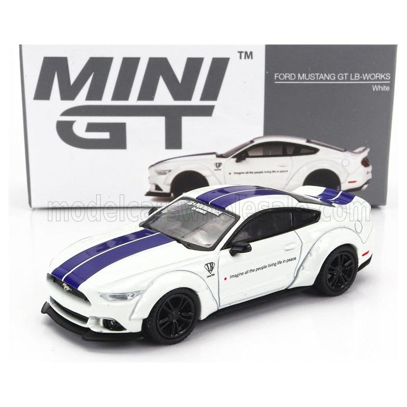 Ford USA Mustang Shelby GT500 LB Works Coupe LHD 2021 White Blue - 1:64