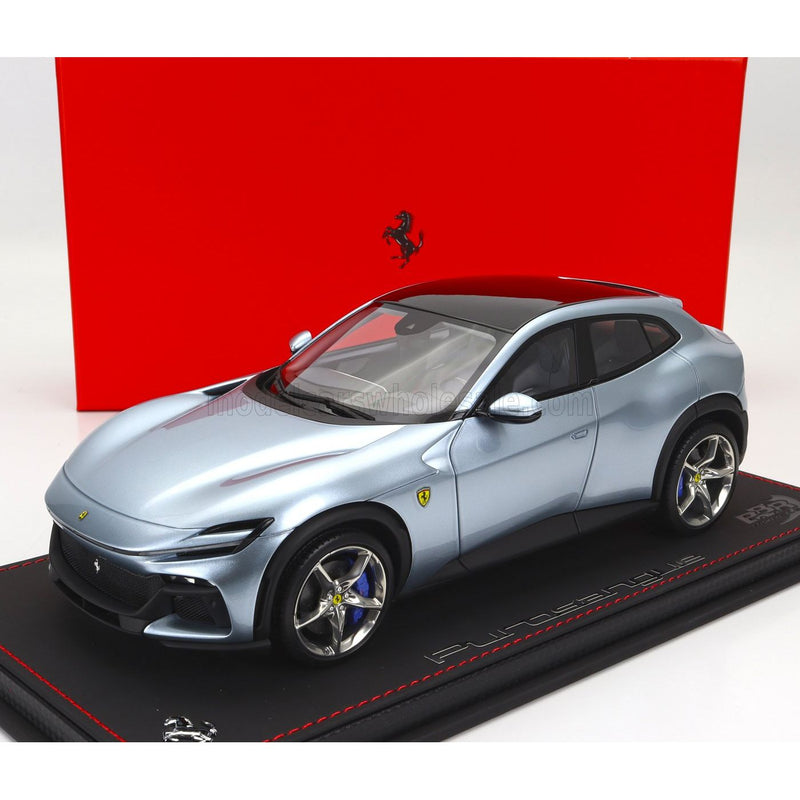 Ferrari Purosangue SUV 2022 Con Vetrina With Showcase Grigio Alloy Blue Grey Met - 1:18