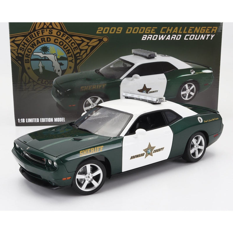 Dodge Challenger R/T Coupe Police Broward County Sheriff 2009 Green White - 1:18