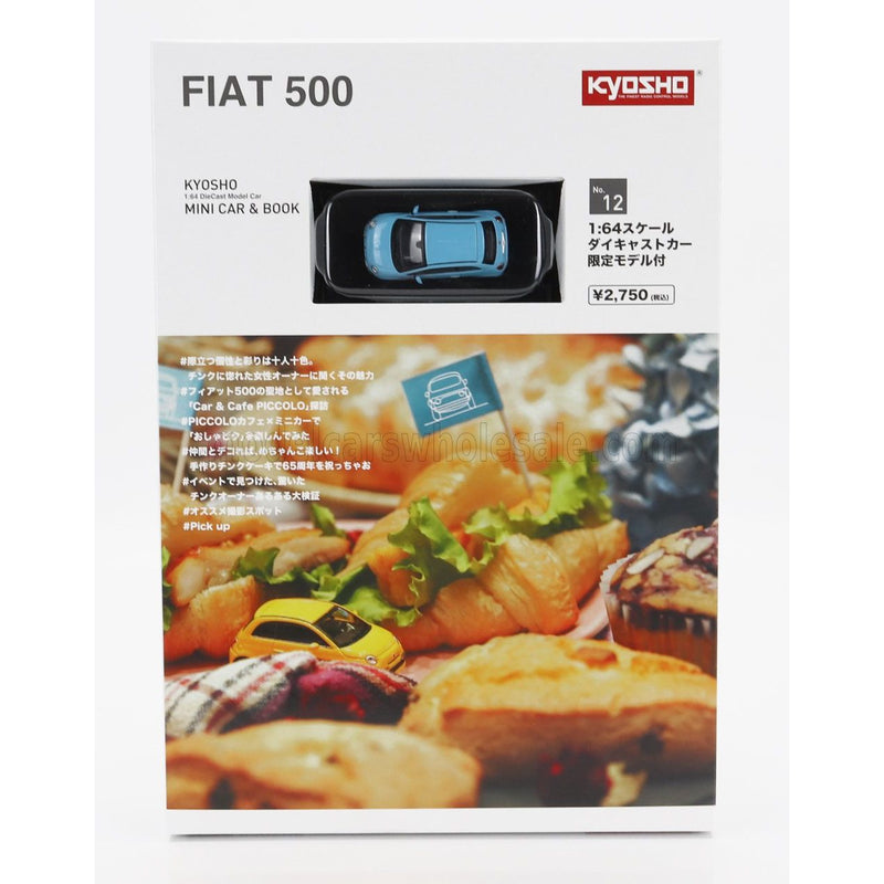 Fiat Nuova 500 2007 With Book Light Blue - 1:64