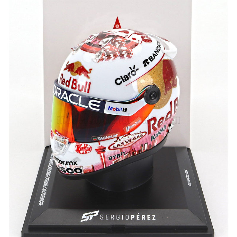 Schuberth Helmet Casco Helmet F1 Sergio Perez Team Oracle Red Bull Racing N 11 Las Vegas GP 2023 White Gold Red - 1:4