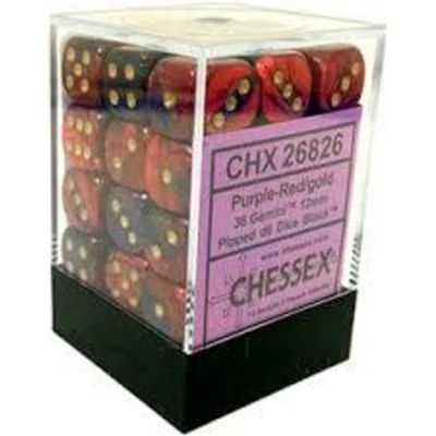Gemini 12 MM D6 Dice Blocks With Pips Dice Blocks 36 Dice Purple Red With Gold
