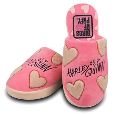 Harley Quinn Cosy Hearts Pink Mule Slippers - 38-41