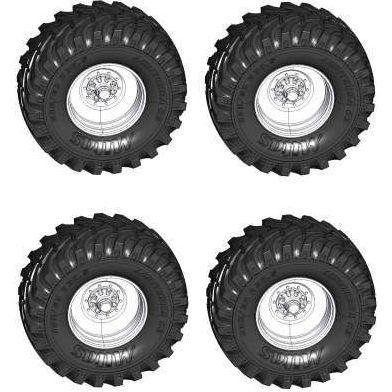 Mitas Agriterra 03 680/60-R30.5 (Tyres) set of 4 tyres incl Silver RIM And HUB - 1:32