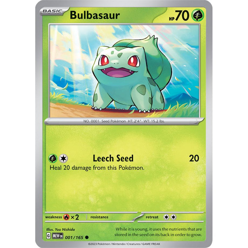 Bulbasaur 001/165 Pokemon 151 (MEW) Trading Card Common