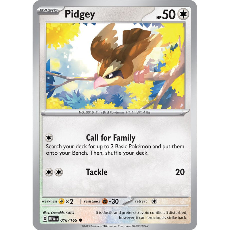Pidgey 016/165 Pokemon 151 (MEW) Trading Card Common
