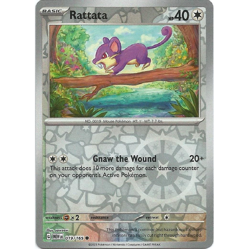 Rattata (Reverse Holo) 019/165 Pokemon 151 (MEW) Trading Card Common