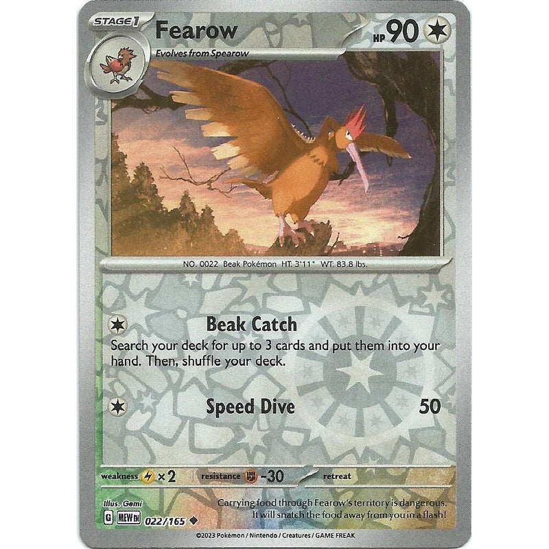 Fearow (Reverse Holo) 022/165 Pokemon 151 (MEW) Trading Card Uncommon