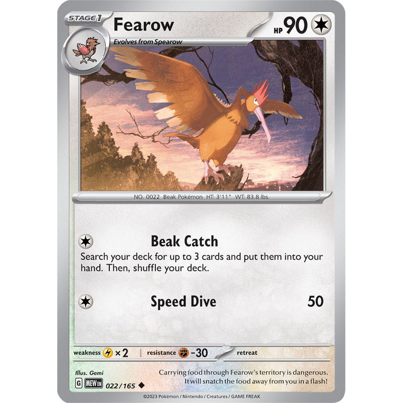Fearow 022/165 Pokemon 151 (MEW) Trading Card Uncommon