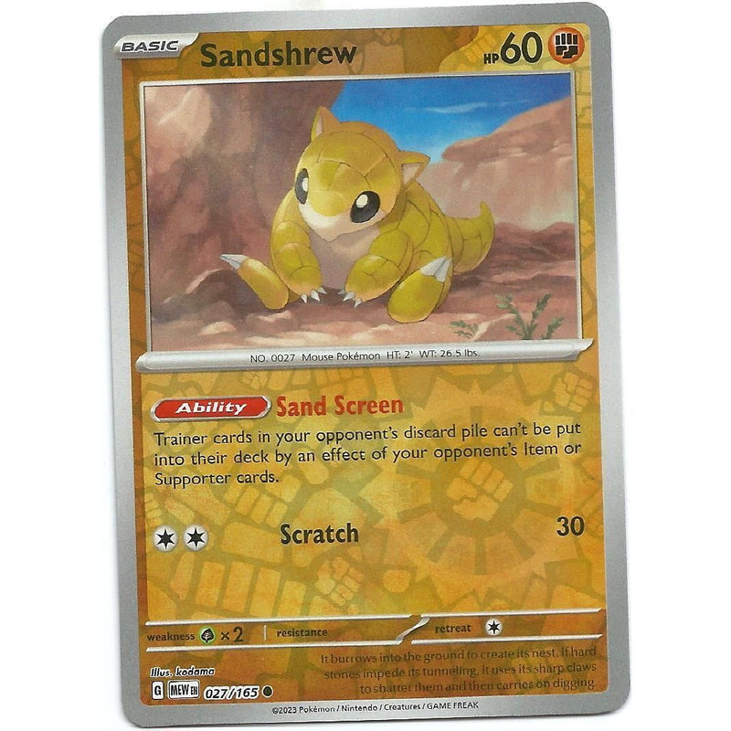 Sandshrew (Reverse Holo) 027/165 Pokemon 151 (MEW) Trading Card Common