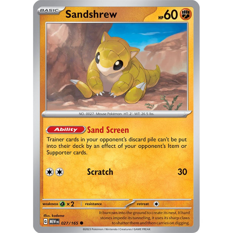 Sandshrew 027/165 Pokemon 151 (MEW) Trading Card Common