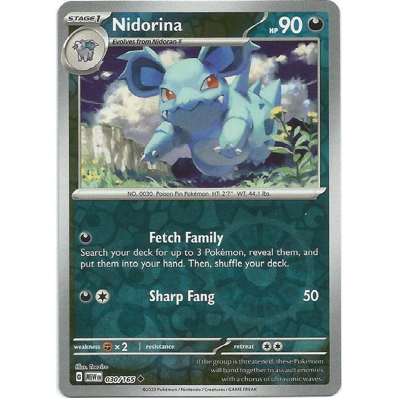 Nidorina (Reverse Holo) 030/165 Pokemon 151 (MEW) Trading Card Uncommon