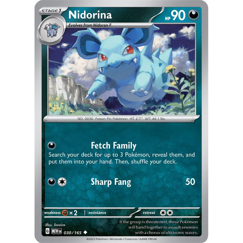 Nidorina 030/165 Pokemon 151 (MEW) Trading Card Uncommon