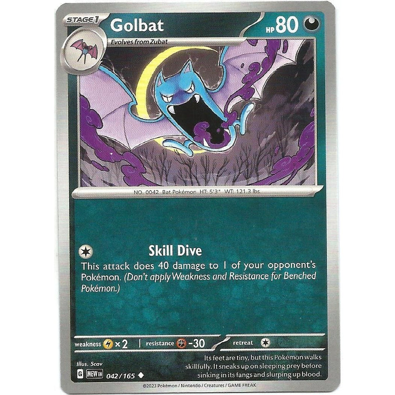 Golbat (Reverse Holo) 042/165 Pokemon 151 (MEW) Trading Card Uncommon