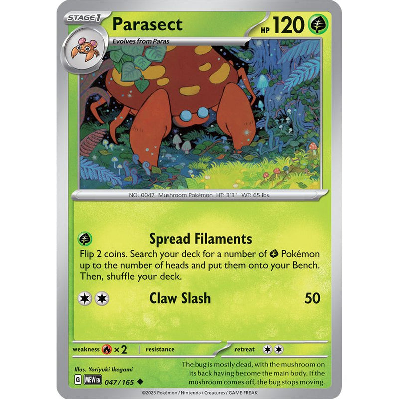Parasect 047/165 Pokemon 151 (MEW) Trading Card Uncommon