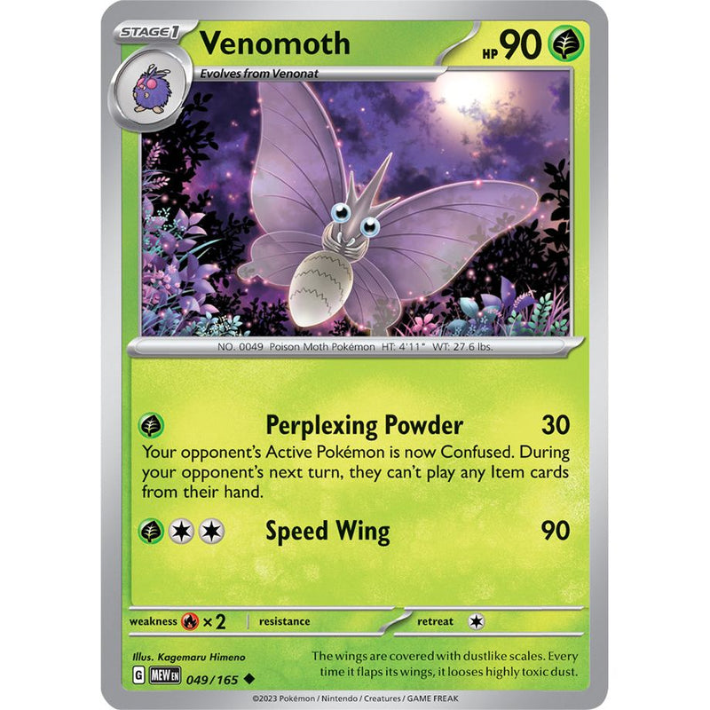 Venomoth 049/165 Pokemon 151 (MEW) Trading Card Uncommon