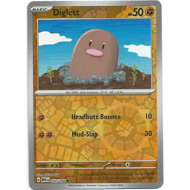 Diglett (Reverse Holo) 050/165 Pokemon 151 (MEW) Trading Card Common
