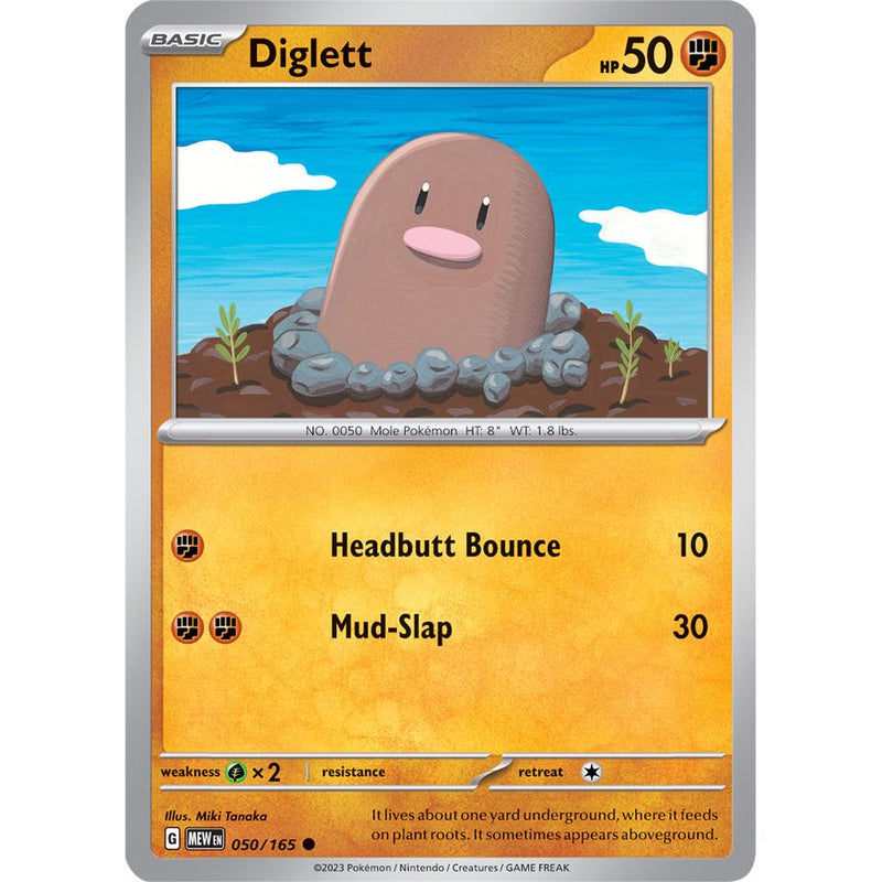 Diglett 050/165 Pokemon 151 (MEW) Trading Card Common