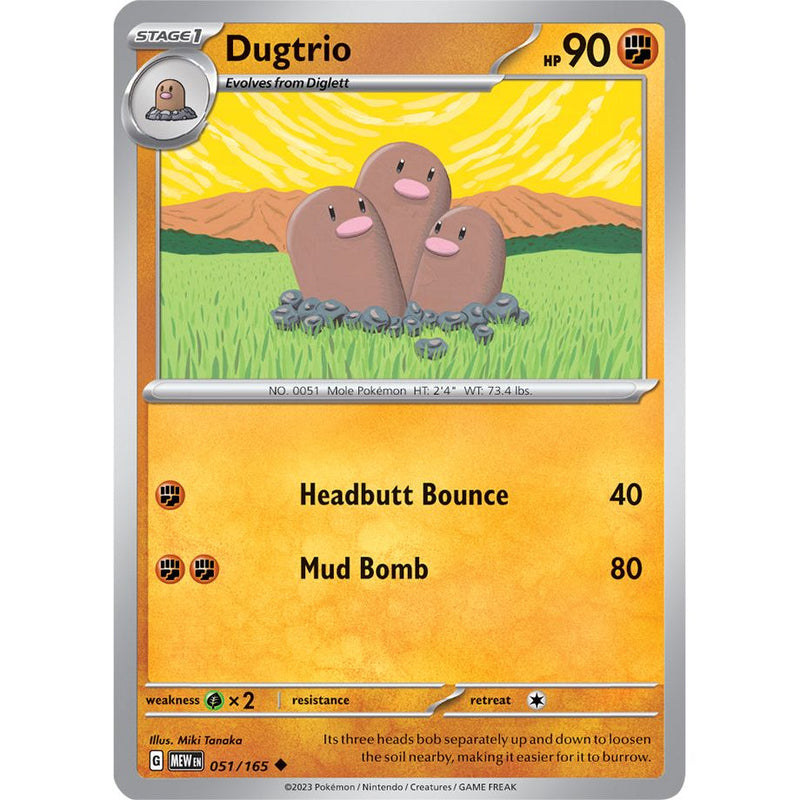 Dugtrio 051/165 Pokemon 151 (MEW) Trading Card Uncommon