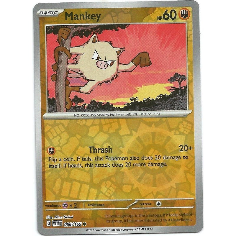 Mankey (Reverse Holo) 056/165 Pokemon 151 (MEW) Trading Card Common