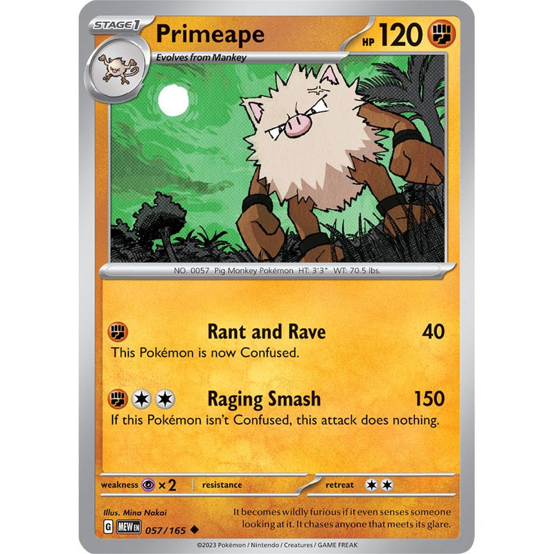 Primeape 057/165 Pokemon 151 (MEW) Trading Card Uncommon