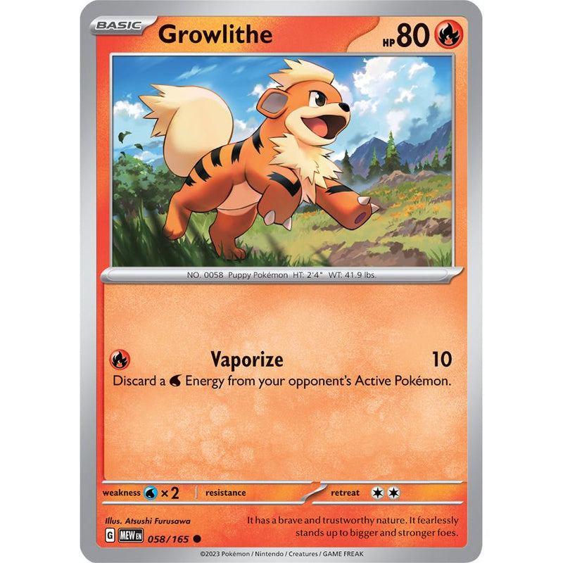Growlithe 058/165 Pokemon 151 (MEW) Trading Card Common