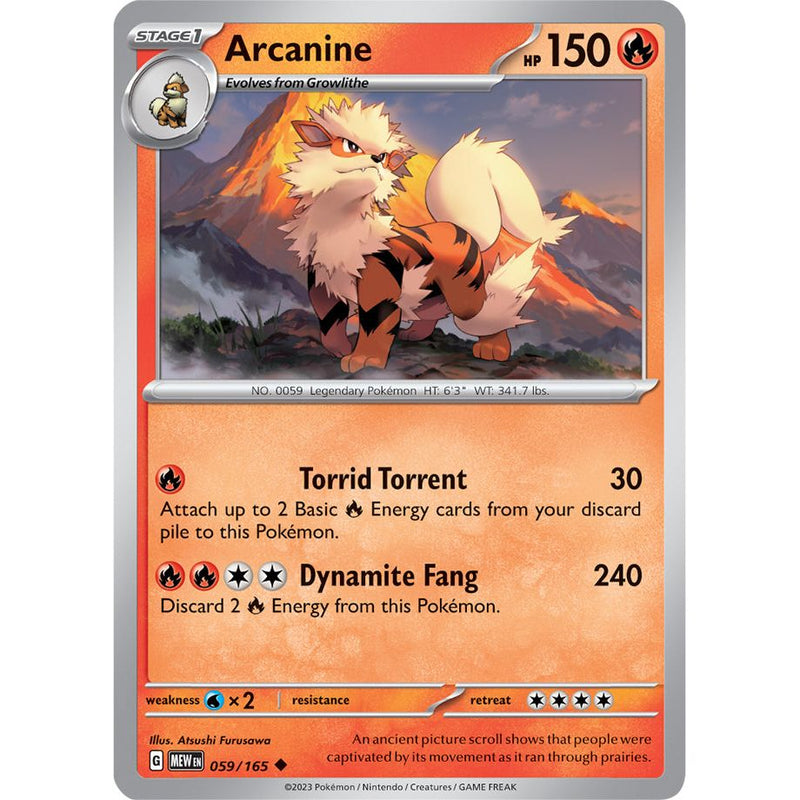 Arcanine 059/165 Pokemon 151 (MEW) Trading Card Uncommon