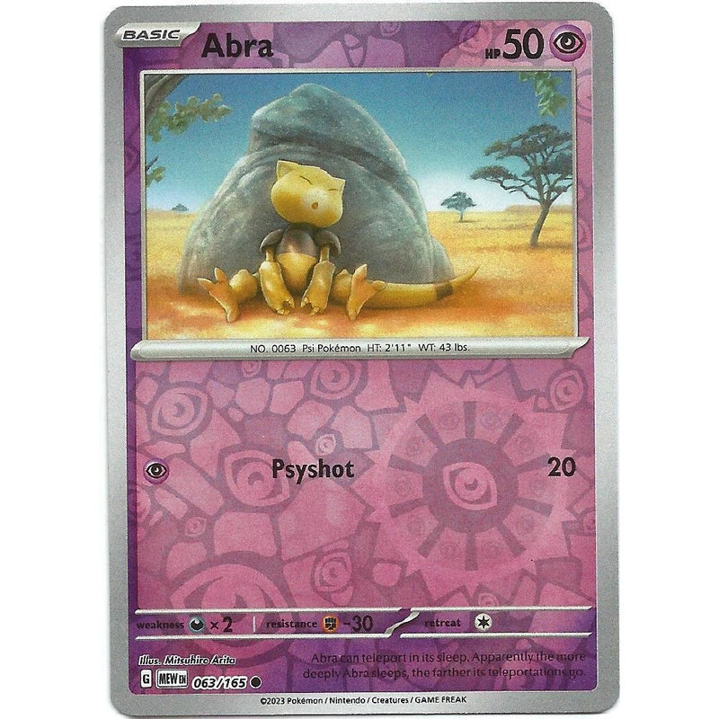 Abra (Reverse Holo) 063/165 Pokemon 151 (MEW) Trading Card Common