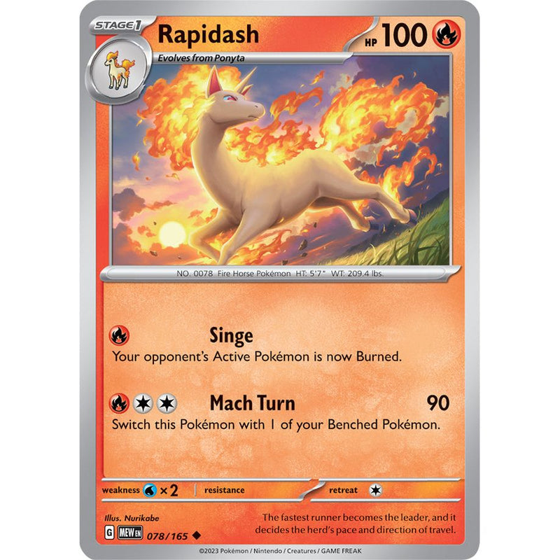 Rapidash 078/165 Pokemon 151 (MEW) Trading Card Uncommon