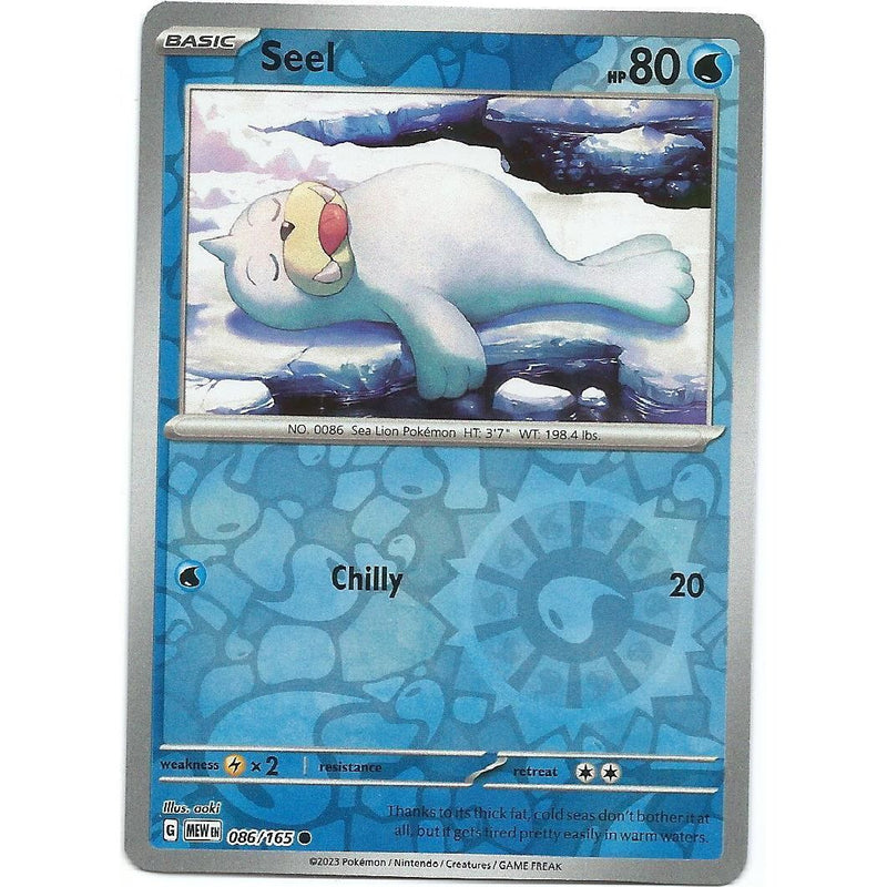 Seel (Reverse Holo) 086/165 Pokemon 151 (MEW) Trading Card Common