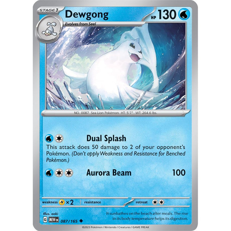 Dewgong 087/165 Pokemon 151 (MEW) Trading Card Uncommon