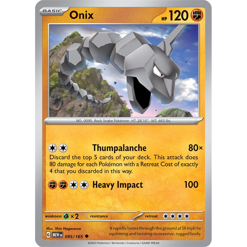 Onix 095/165 Pokemon 151 (MEW) Trading Card Uncommon