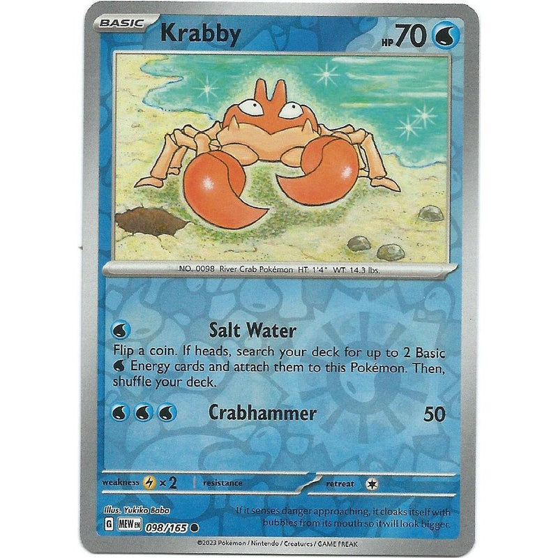 Krabby (Reverse Holo) 098/165 Pokemon 151 (MEW) Trading Card Common