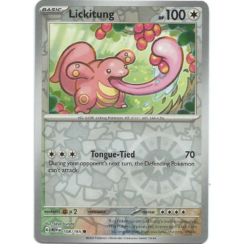 Lickitung (Reverse Holo) 108/165 Pokemon 151 (MEW) Trading Card Common